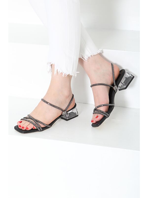 Kadın Siyah Çapraz Detaylı Terlik Sandalet - 27150 - Görsel 2