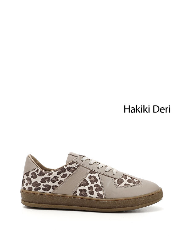 GÖNDERİ(R) Kadın BEJ-VİZON Lastik Bağcıklı Hakiki Deri Sneaker