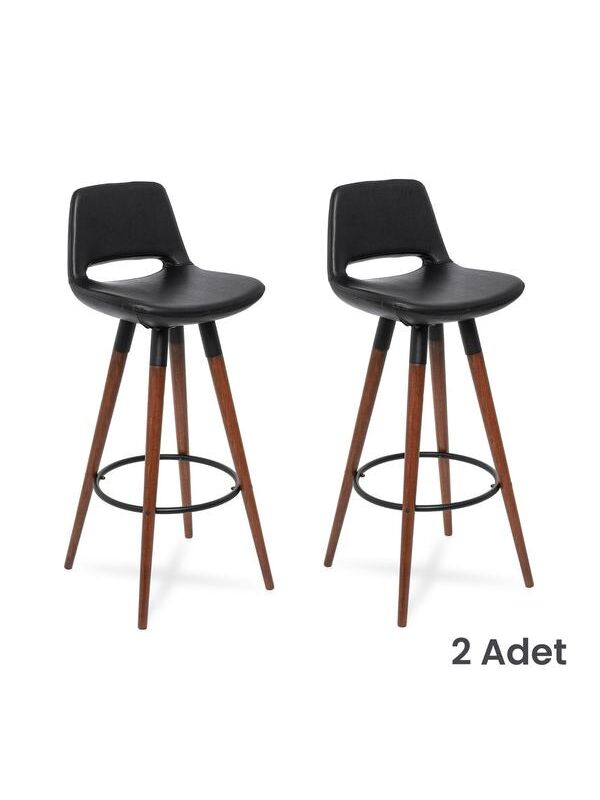 Just Home Retro 2'li Bar Taburesi - Siyah - 107 cm