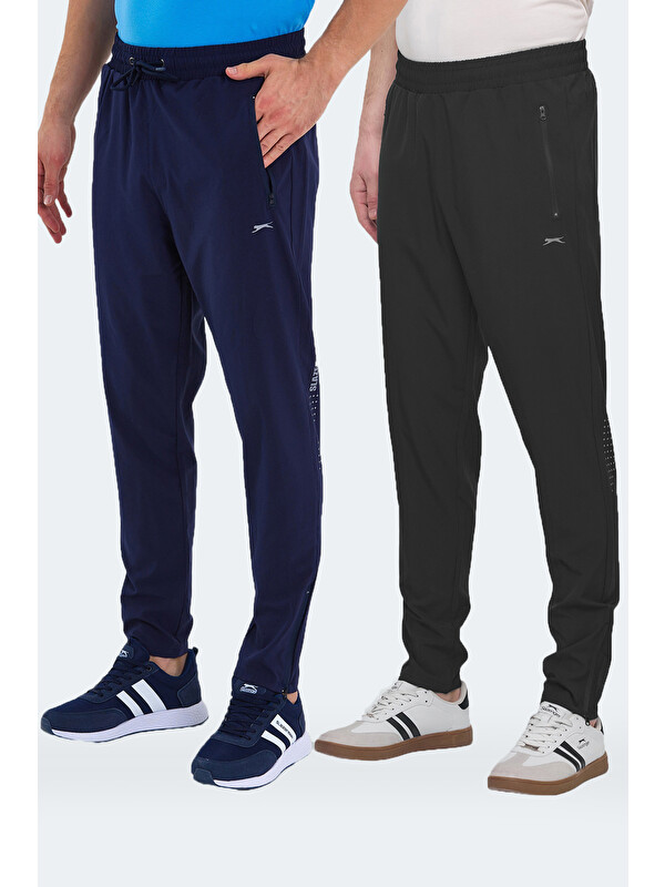 SLAZENGER GRIET 2 Lİ SET Erkek Fermuar Cepli Siyah - Lacivert Eşofman Altı