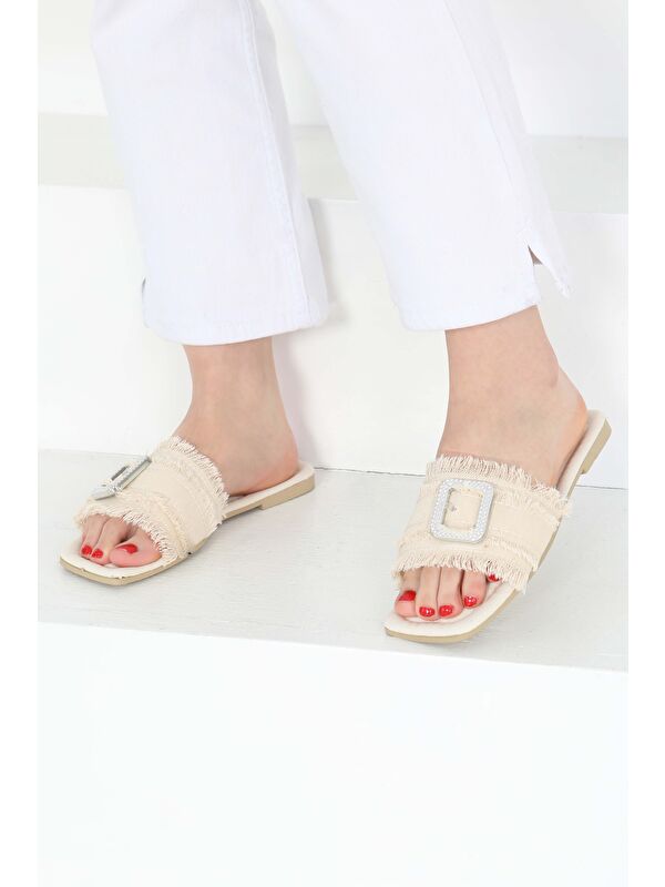 Kadın Krem Tokalı Jean Terlik 27159 - Görsel 5