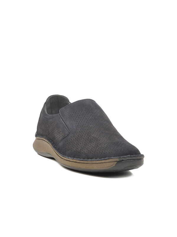 Lacivert Nubuk Hakiki Deri Ortopedik Erkek Casual Ayakkabı 4Y0216 M - Görsel 4