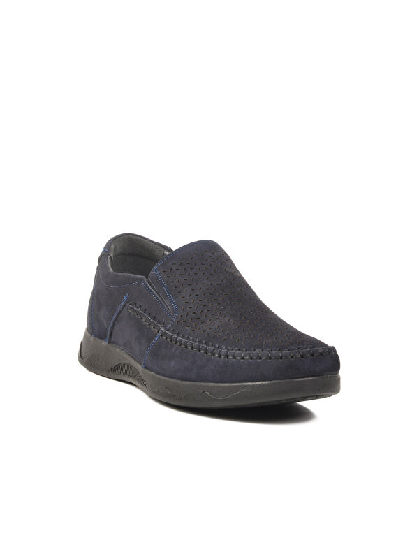 Lacivert Nubuk Hakiki Deri Ortopedik Erkek Casual Ayakkabı 3Y1657 M - Görsel 4