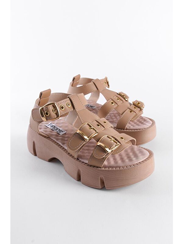 Kalın Tabanlı Bilekten Bantlı Konfor Tabanlı Kadın Sandalet - Görsel 2