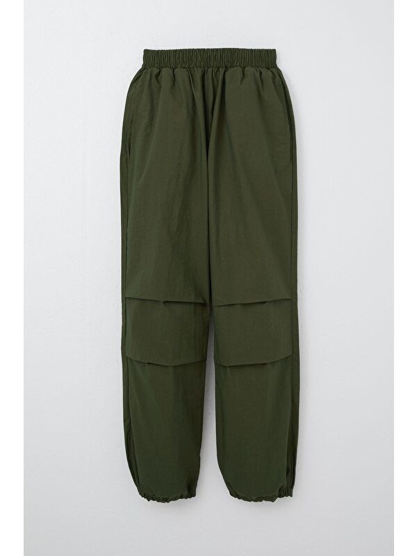 Breeze Kız Çocuk Paraşüt Jogger Paça Pantolon Haki Yeşil (6-10 Yaş)