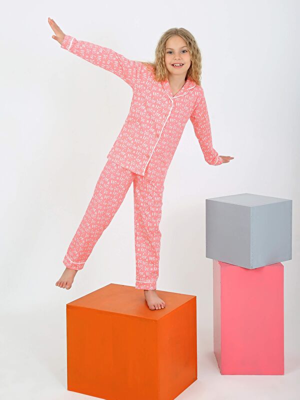 Vitmo Düğmeli Kız Uzun Kollu 'Hoho' Model Pijama Takımı