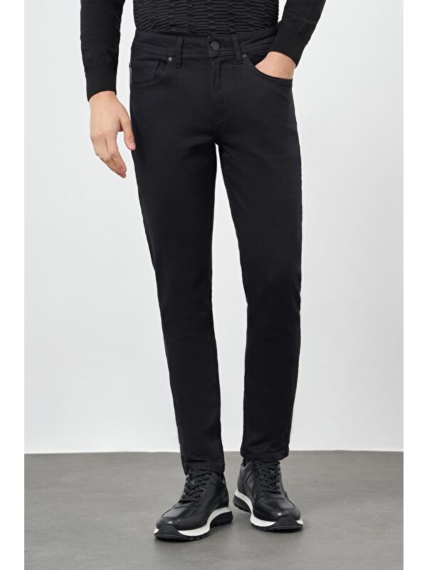 İMZA Siyah Düz Cord Pamuklu 5 Cep Slim Fit Casual Denim Jean Pantolon 1023245250