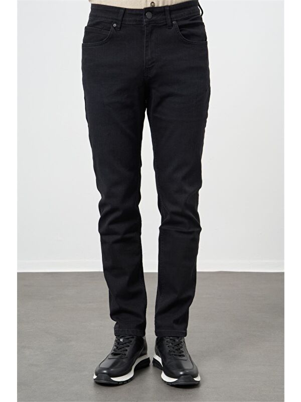 İMZA Siyah Düz Gabardin Slim Fit Casual Denim Jean Pantolon 1023245153