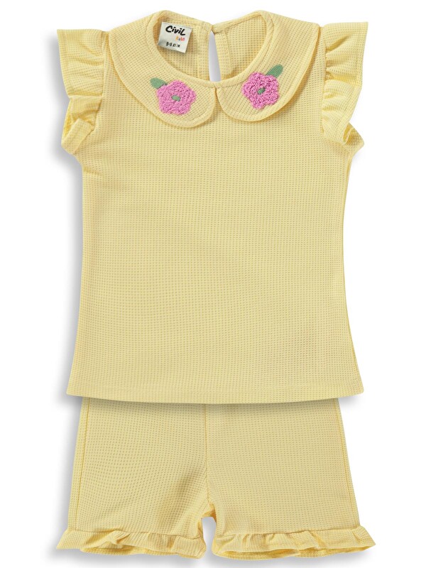 Civil Baby Yaka Nakışlı 6-18 Ay Takım - Sarı