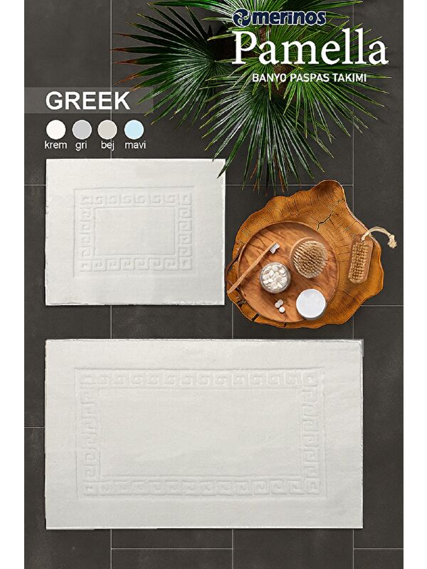 Merinos Pamella 2 Li Banyo Paspas Takımı Greek Krem KREM