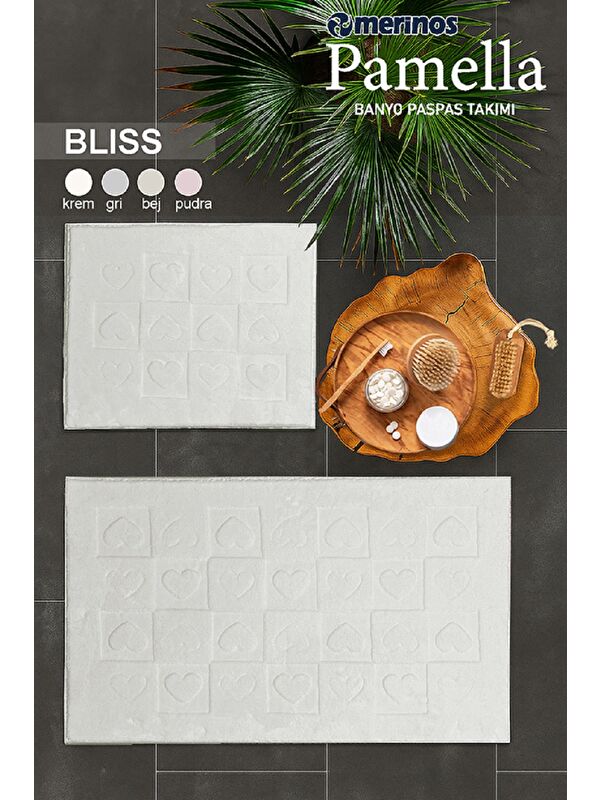 Merinos Pamella 2 Li Banyo Paspas Takımı Bliss Krem KREM