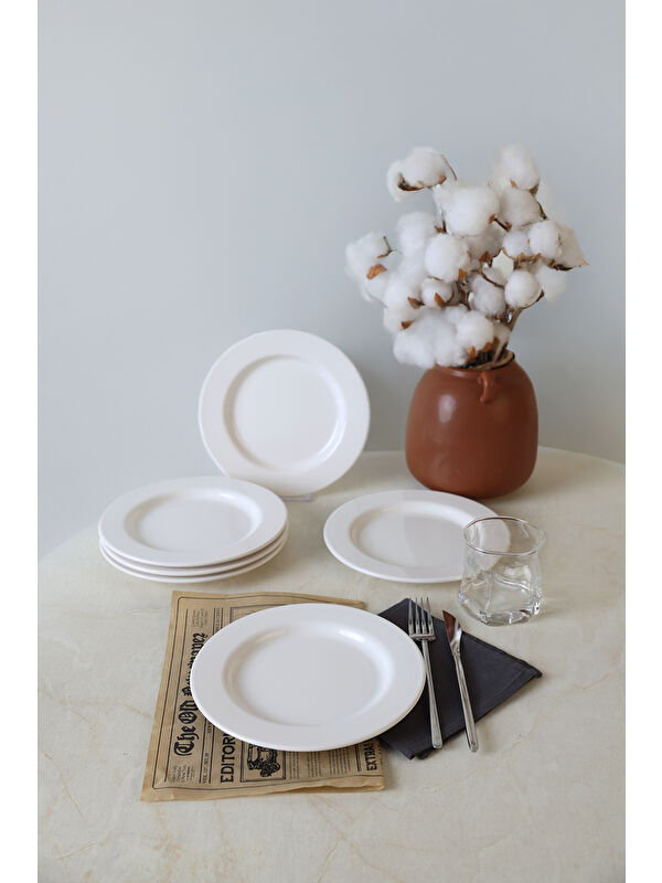 Keramika Beyaz Assos Pasta Tabağı 22 Cm 6 Adet