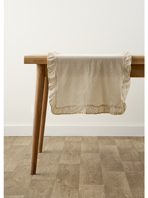 Bella Maison %100 Pamuk Elegance Fırfırlı Runner Ekru (50x150 cm)