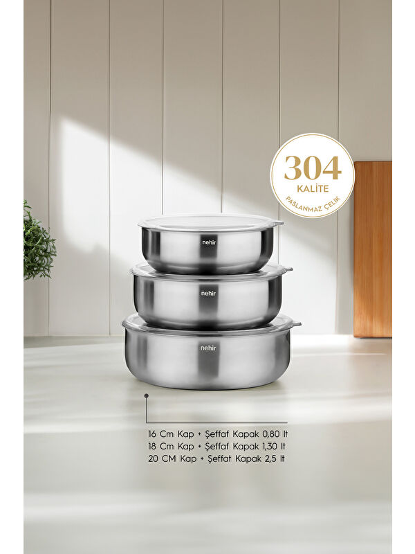 Nehir Silver Çelik 6 Parça Saklama Kabı