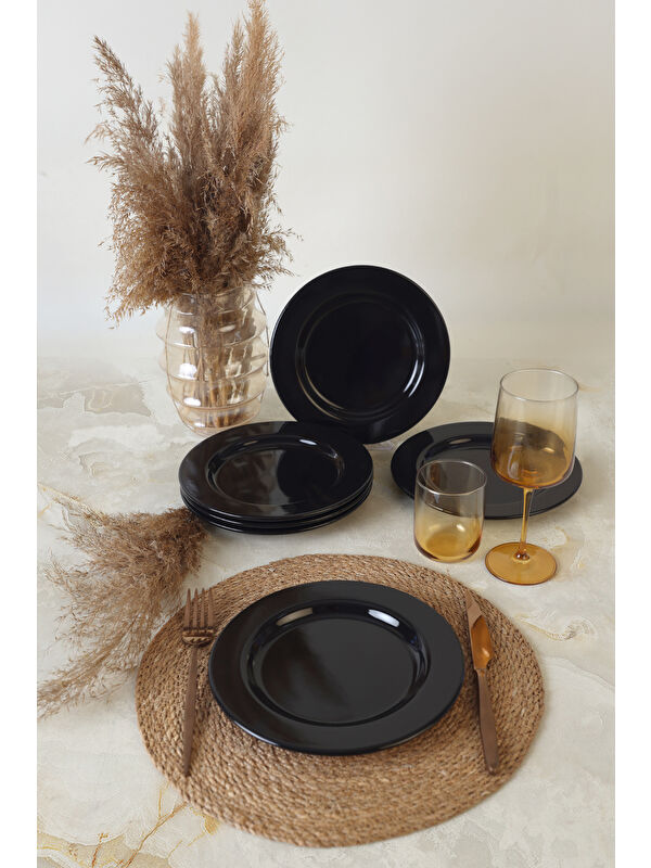 Keramika Siyah Assos Pasta Tabağı 22 Cm 6 Adet