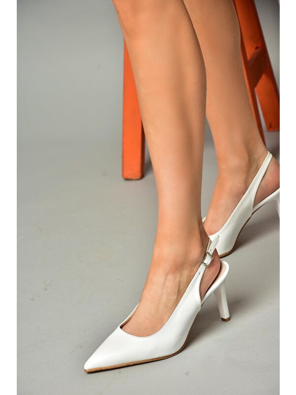 S6540717 Beyaz Kadın Topuklu Ayakkabı - Görsel 6