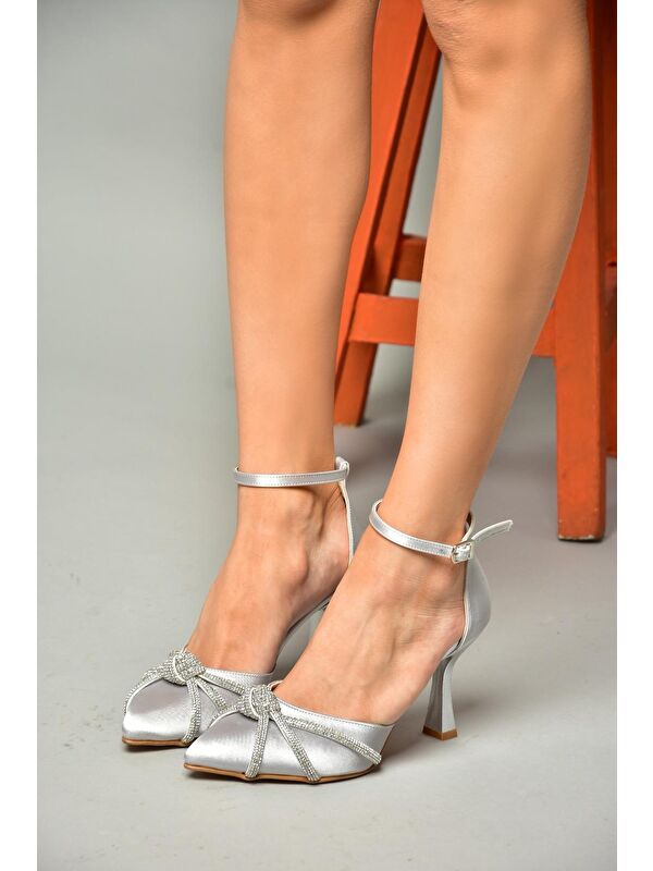 S2460619 Gümüş Kadın Topuklu Ayakkabı - Görsel 4
