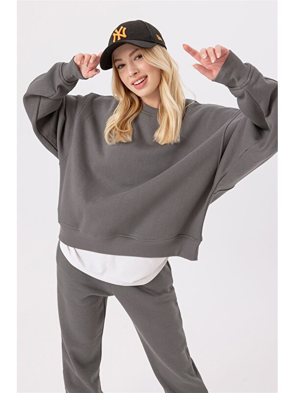 gothamVibes Kadın Vibe Oversize Antrasit Sweatshirt