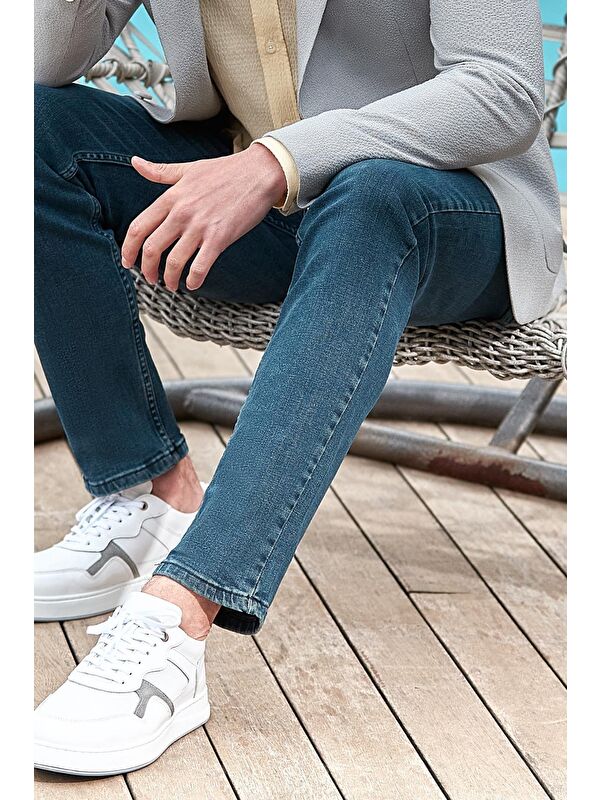 İMZA Koyu Haki Gabardin 5 Cepli Slim Fit Dar Kesim Casual Denim Jean Jean Pantolon 1023240150