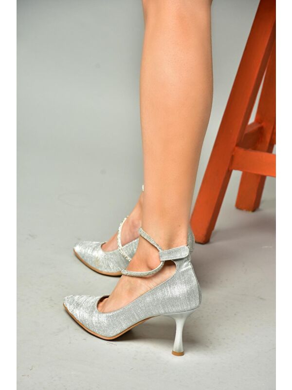 S2460697 Gümüş Kadın Topuklu Ayakkabı - Görsel 3