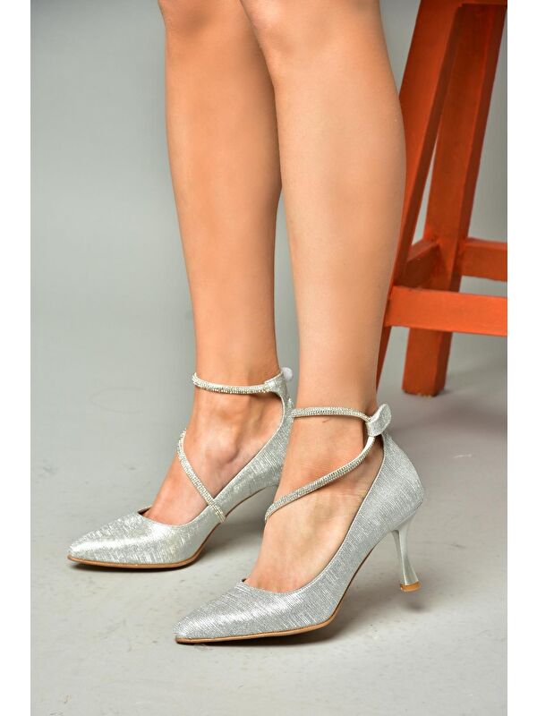 S2460697 Gümüş Kadın Topuklu Ayakkabı - Görsel 2