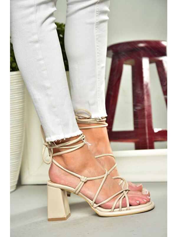 S2824705 Bej Kadın Topuklu Ayakkabı - Görsel 4