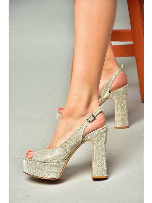 S2460599 Altın Kadın Topuklu Ayakkabı - Görsel 5