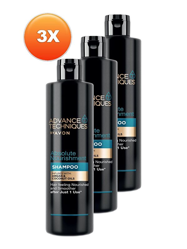 AVON Advance Techniques Argan Yağı İçeren Besleyici Şampuan 400 Ml. Üçlü Set
