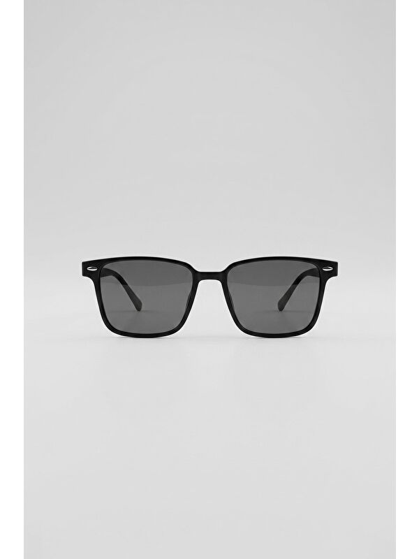 Abluka Online Unisex Apex Dikdörtgen Asetat Çerçeve Güneş Gözlüğü Siyah