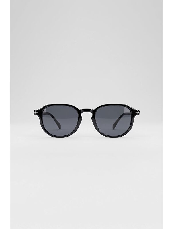 Abluka Online Unisex Modern Oval Kemik Çerçeve Güneş Gözlüğü Siyah