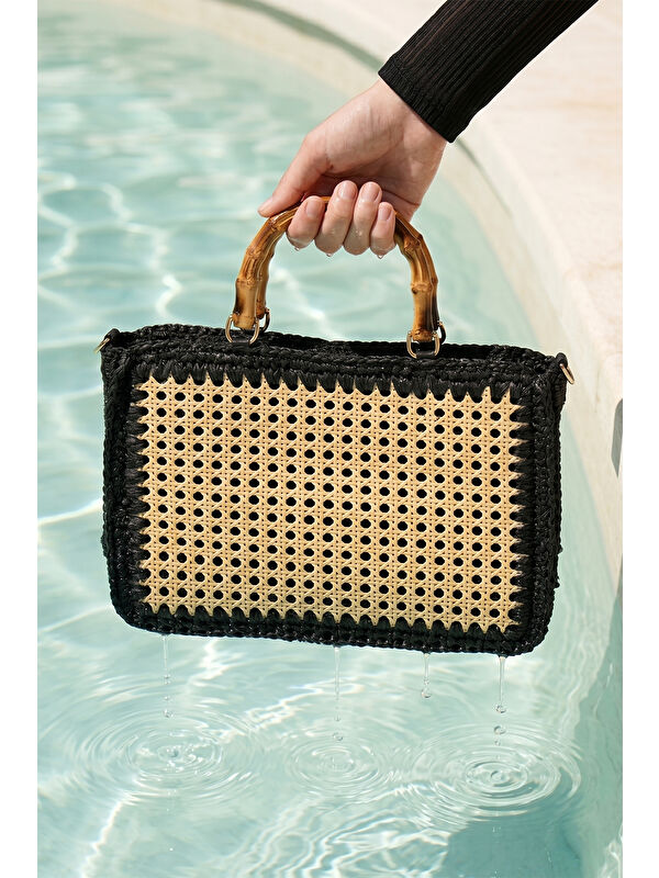 Remsa Mayo Bambu Kulplu 32x25cm Hasır Çanta 1046 Camel