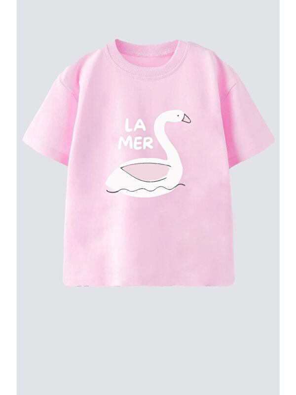 Monila Kız Çocuk Bisiklet Yaka Baskılı Tshirt