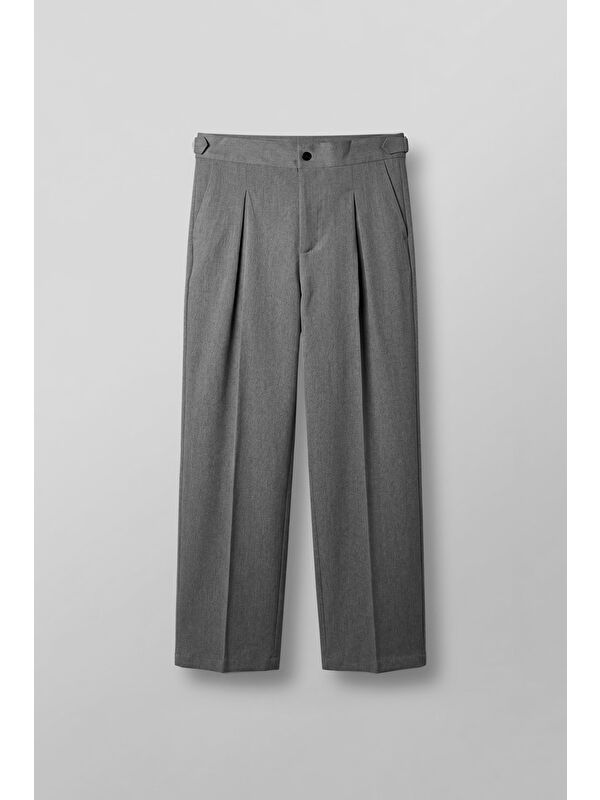 Abluka Online Erkek Süper Baggy Pileli Geniş Paça Gabardin Pantolon Antrasit