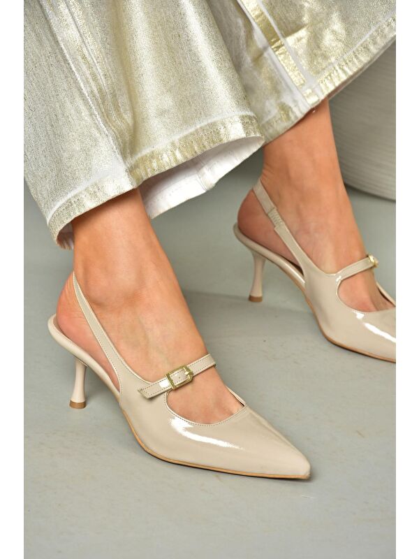 S4042006 Bej Kadın Topuklu Ayakkabı - Görsel 5