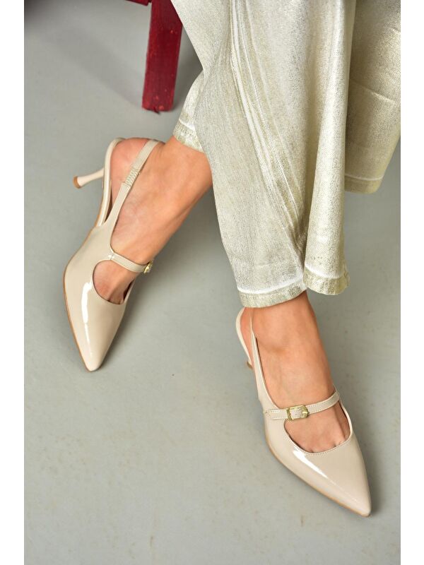 S4042006 Bej Kadın Topuklu Ayakkabı - Görsel 6