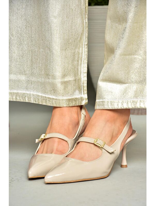 S4042006 Bej Kadın Topuklu Ayakkabı - Görsel 7