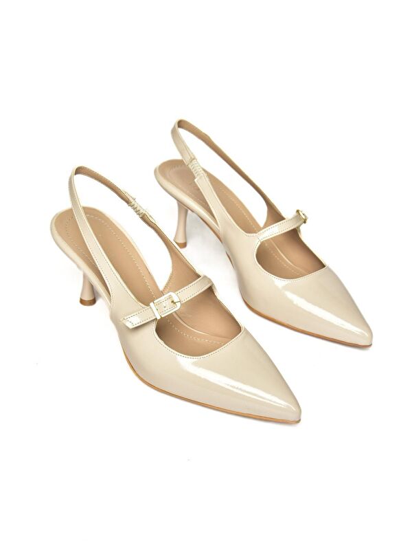 S4042006 Bej Kadın Topuklu Ayakkabı - Görsel 4