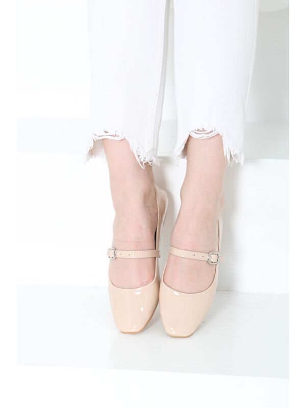 Kadın Vizon Kemerli Rugan Ayakkabı - 27155 - Görsel 2