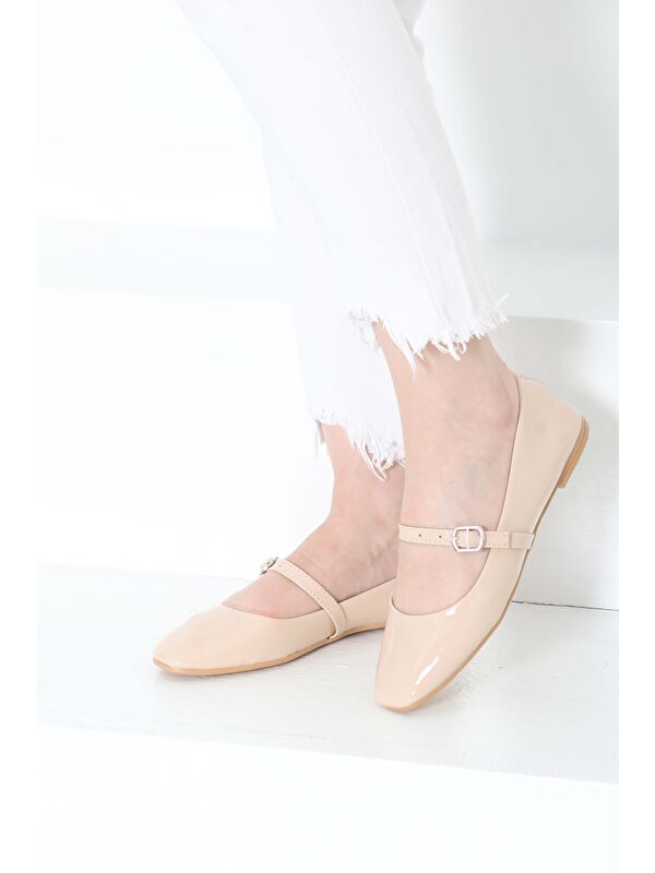 Kadın Vizon Kemerli Rugan Ayakkabı - 27155 - Görsel 3