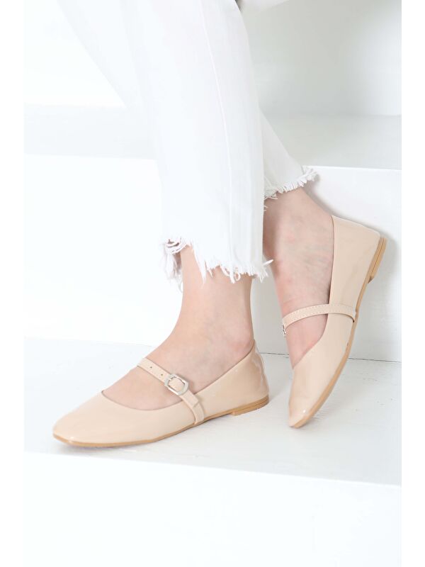 Kadın Vizon Kemerli Rugan Ayakkabı - 27155 - Görsel 5