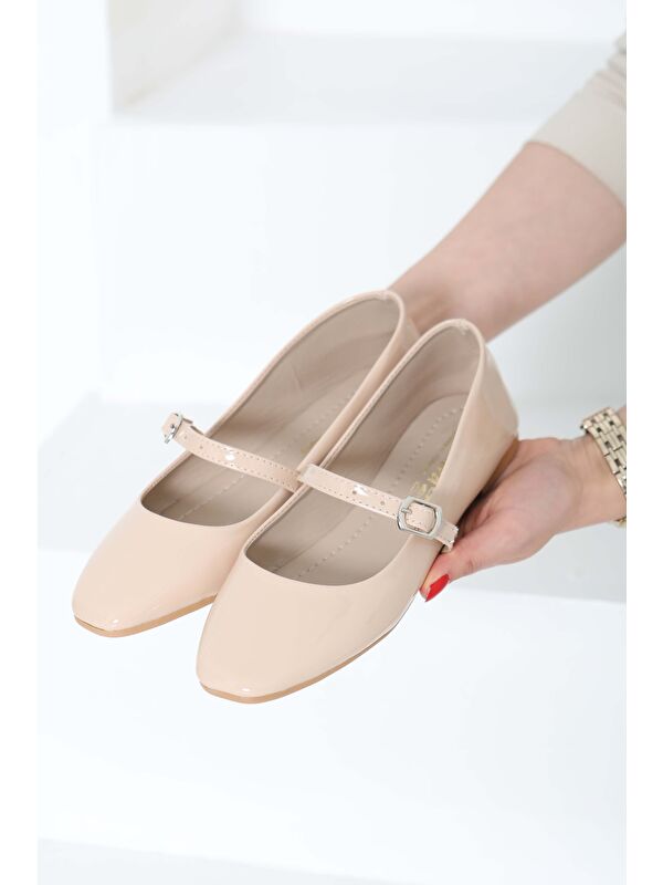 Kadın Vizon Kemerli Rugan Ayakkabı - 27155 - Görsel 6