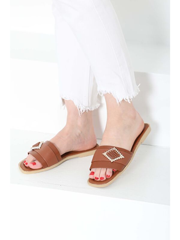 Kadın Kahve Tokalı Terlik - 27157 - Görsel 4