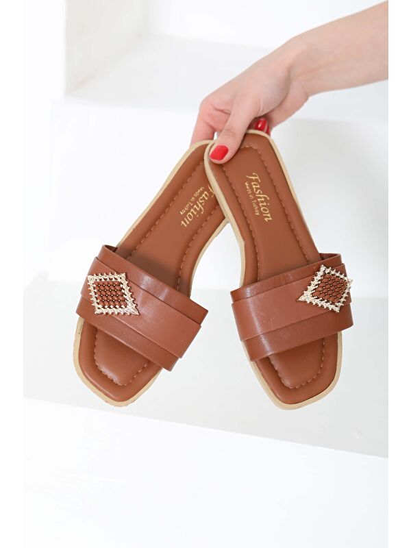 Kadın Kahve Tokalı Terlik - 27157 - Görsel 7