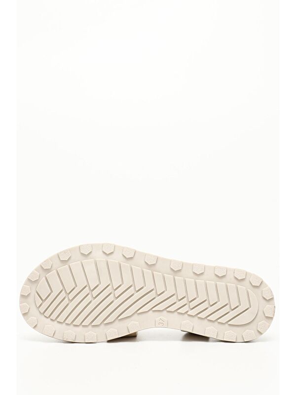 BEJ Hakiki Deri Dolgu Taban Sandalet 45033 - Görsel 5