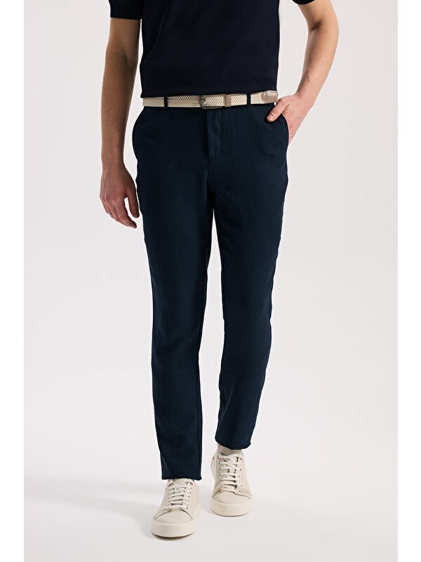 JAKAMEN Lacivert Comfort Fit Beli Lastikli Jogger Pantolon