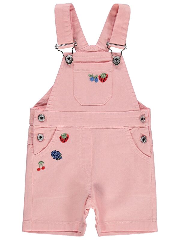Civil Baby Meyve Nakışlı Denim 6-18 Ay Salopet - Pembe