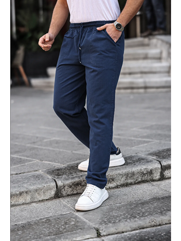 Tarz Cool Erkek Relaxed Fıt Pamuklu Keten Pantolon