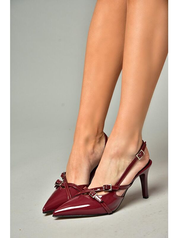 S6540719 Bordo Kadın Topuklu Ayakkabı - Görsel 6