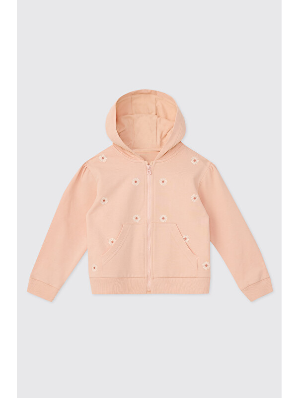 Panço Kız Bebek Kapüşonlu Somon Sweatshirt