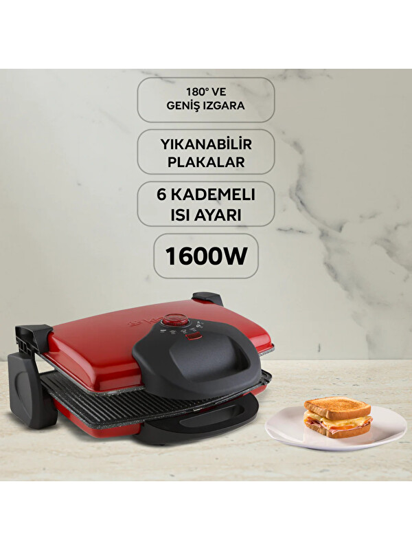 King P637Y GrillMax Tost Makinesi - Kırmızı